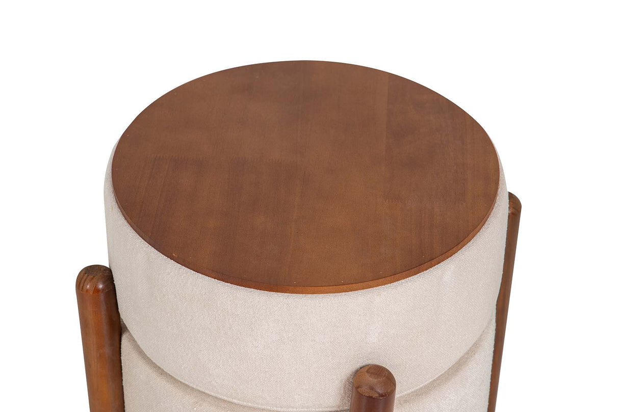 PUFF MADERA BOUCLE BEIGE 40x40x45 CM