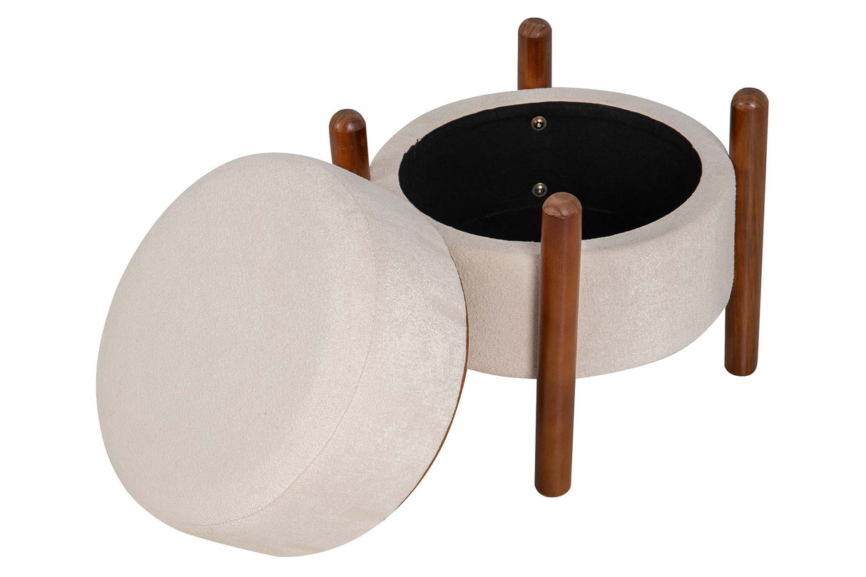 PUFF MADERA BOUCLE BEIGE 40x40x45 CM