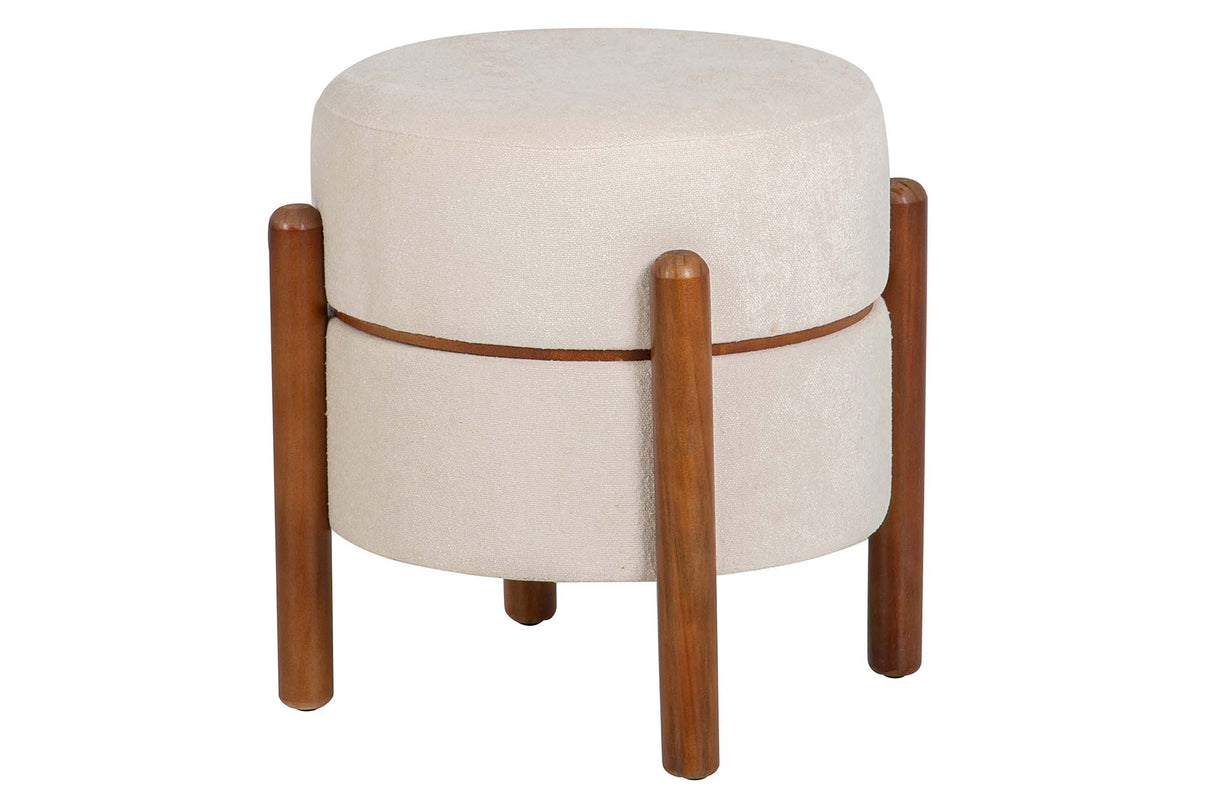 PUFF MADERA BOUCLE BEIGE 40x40x45 CM