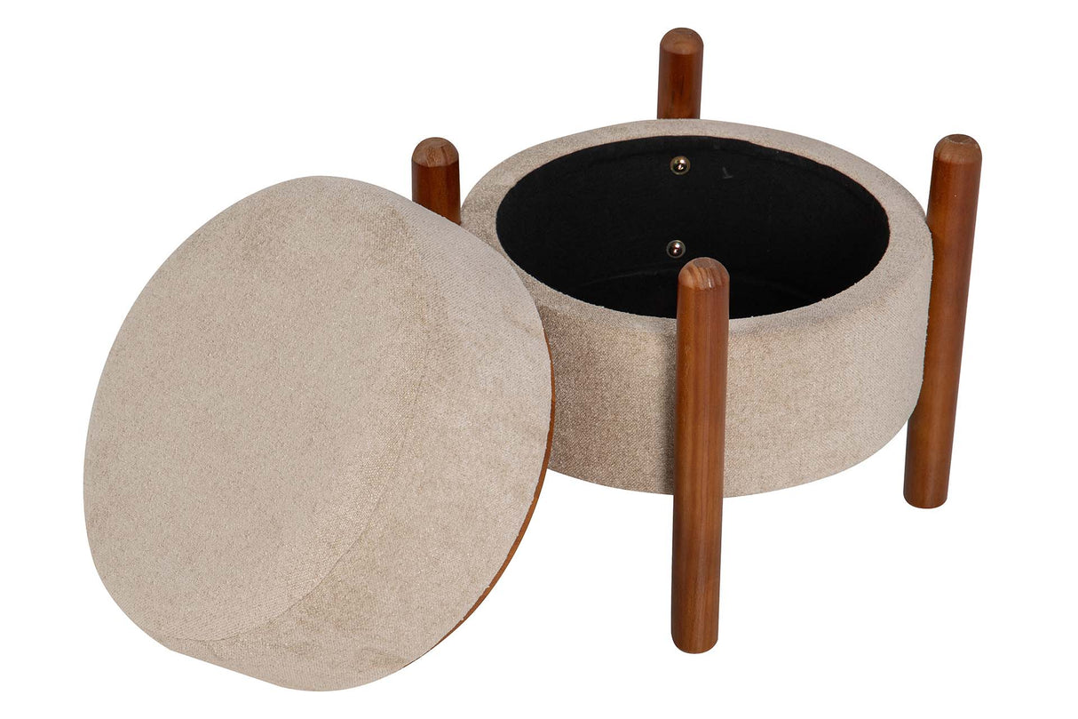 PUFF MADERA BOUCLE GRIS 40x40x45 CM