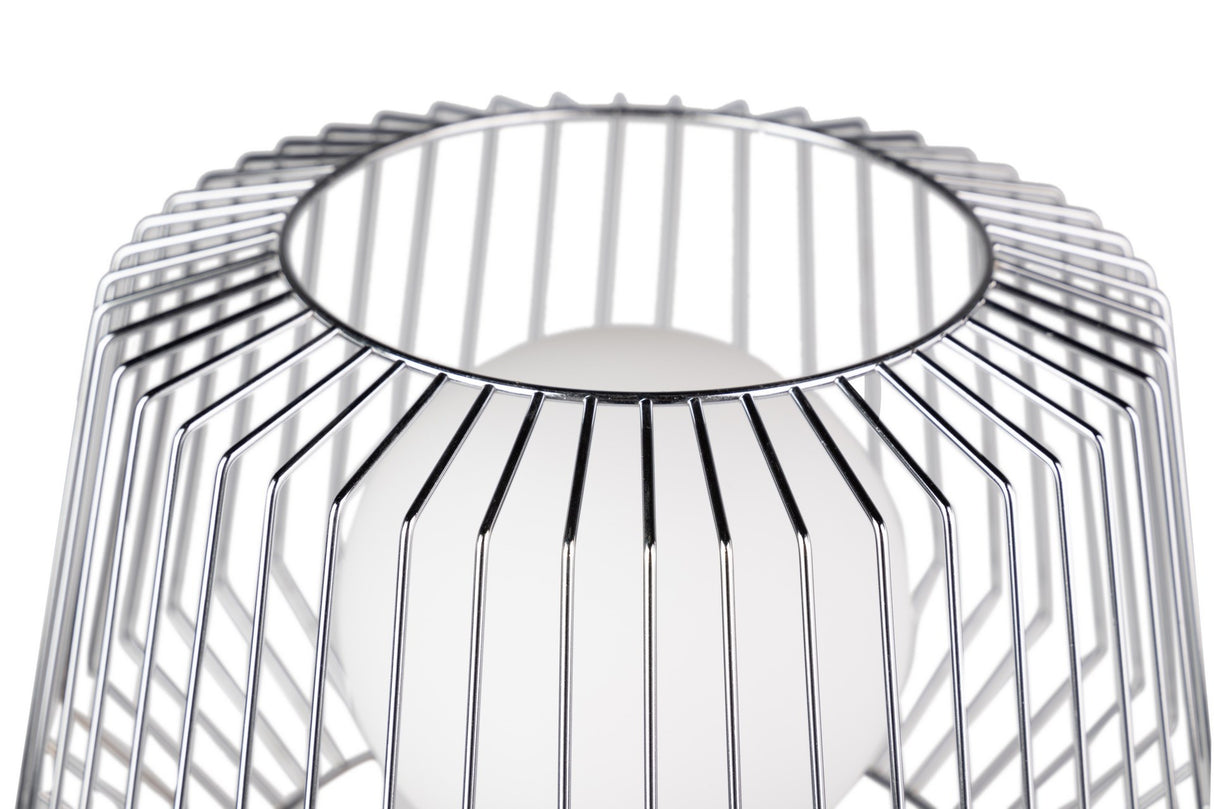 Lampada da tavolo in metallo argento bianco 32x32x52cm