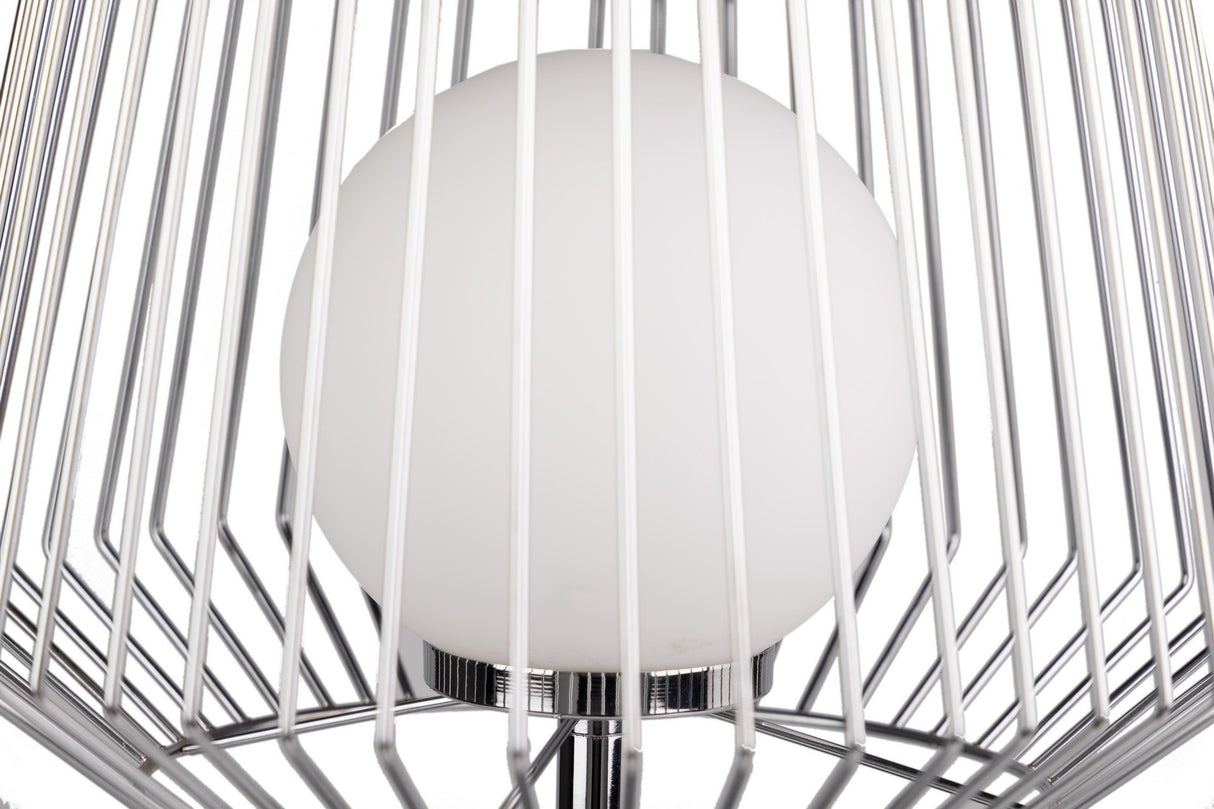 Lampada da tavolo in metallo argento bianco 32x32x52cm