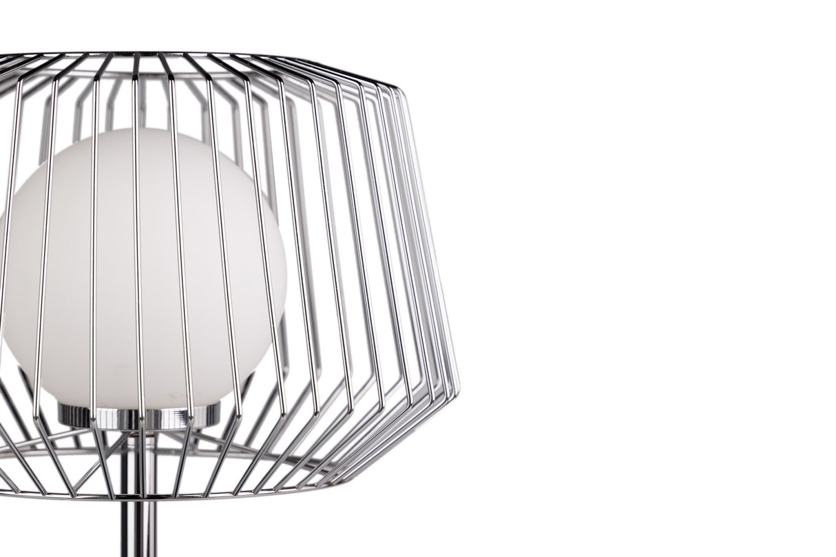 Lampada da tavolo in metallo argento bianco 32x32x52cm
