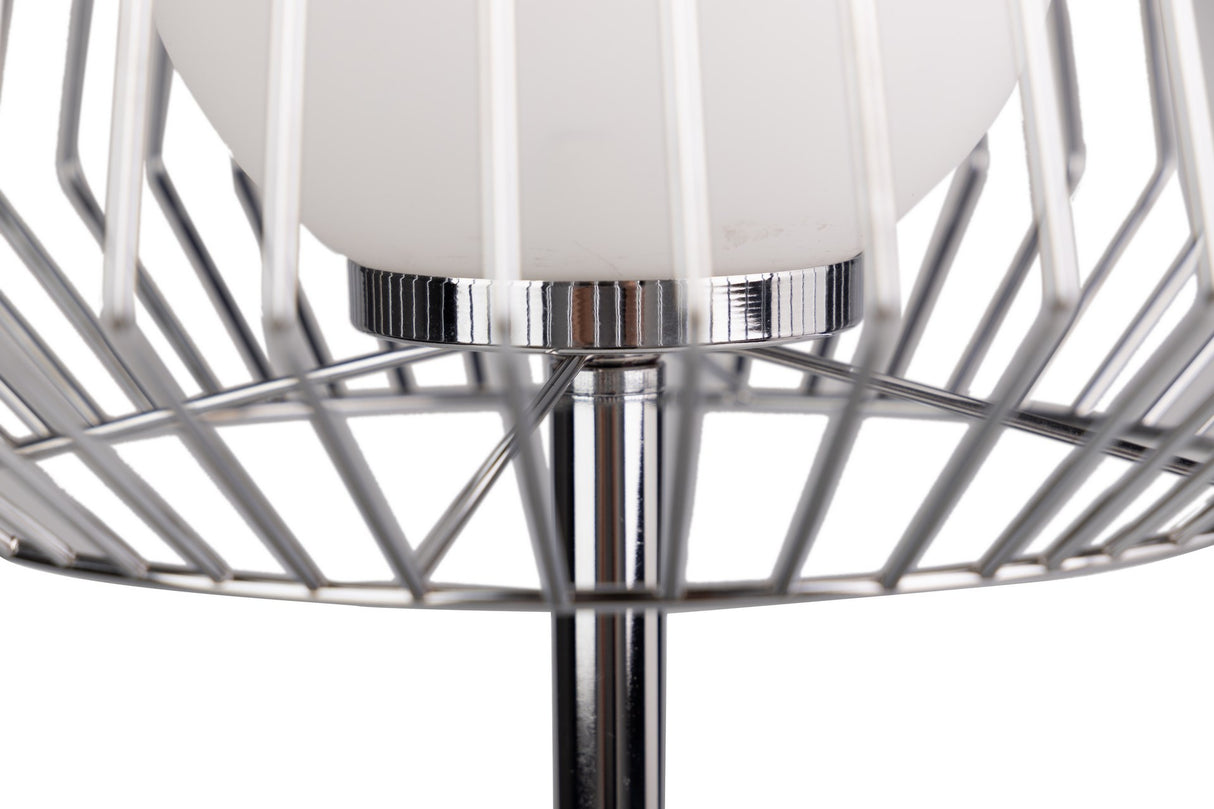 Lampada da tavolo in metallo argento bianco 32x32x52cm