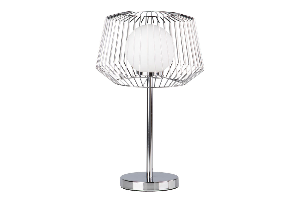 Lampada da tavolo in metallo argento bianco 32x32x52cm
