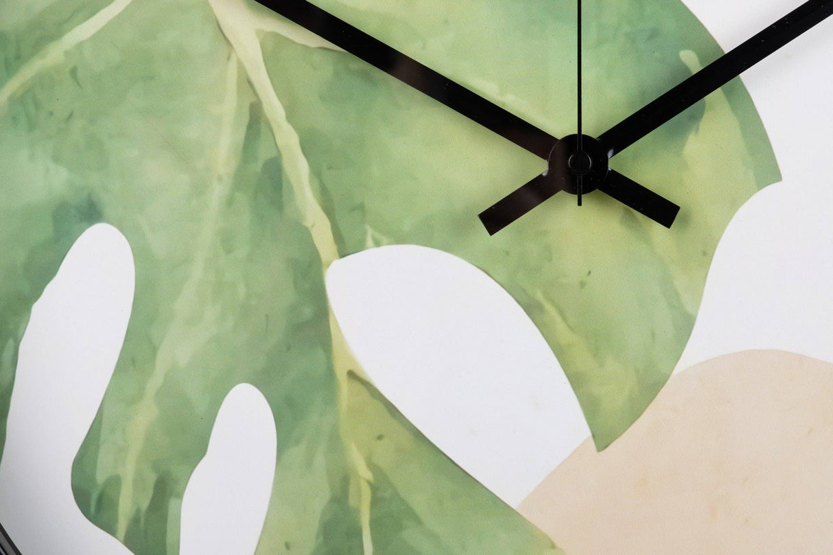 RELOJ PARED METAL NATURAL HOJAS 40x4,5X40 CM