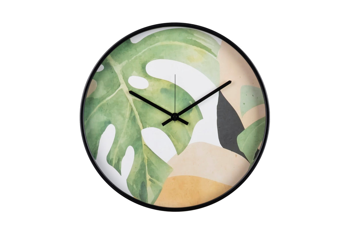 RELOJ PARED METAL NATURAL HOJAS 40x4,5X40 CM
