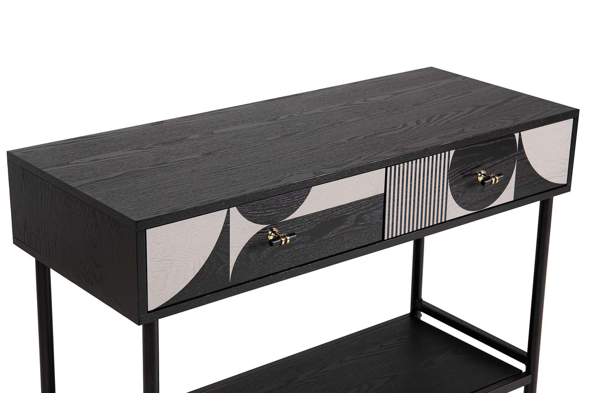 MDF Metal Black Black 100x40x77 cm