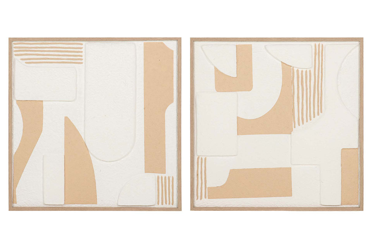 SET 2 CUADROS PAPEL ARROZ CON RELIEVE 60x3x60 CM