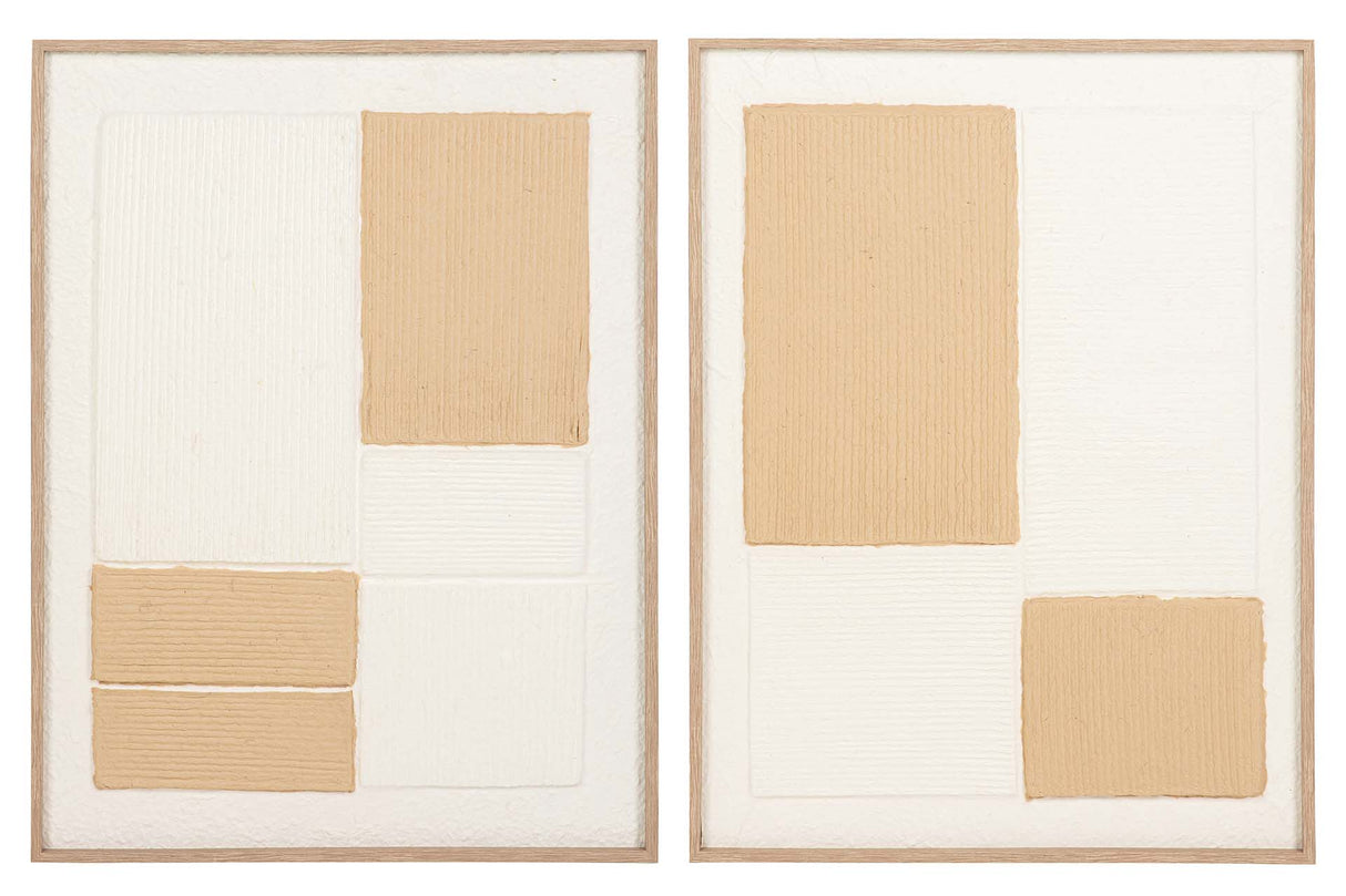 SET 2 CUADROS PAPEL ARROZ CON RELIEVE 60x3x80 CM