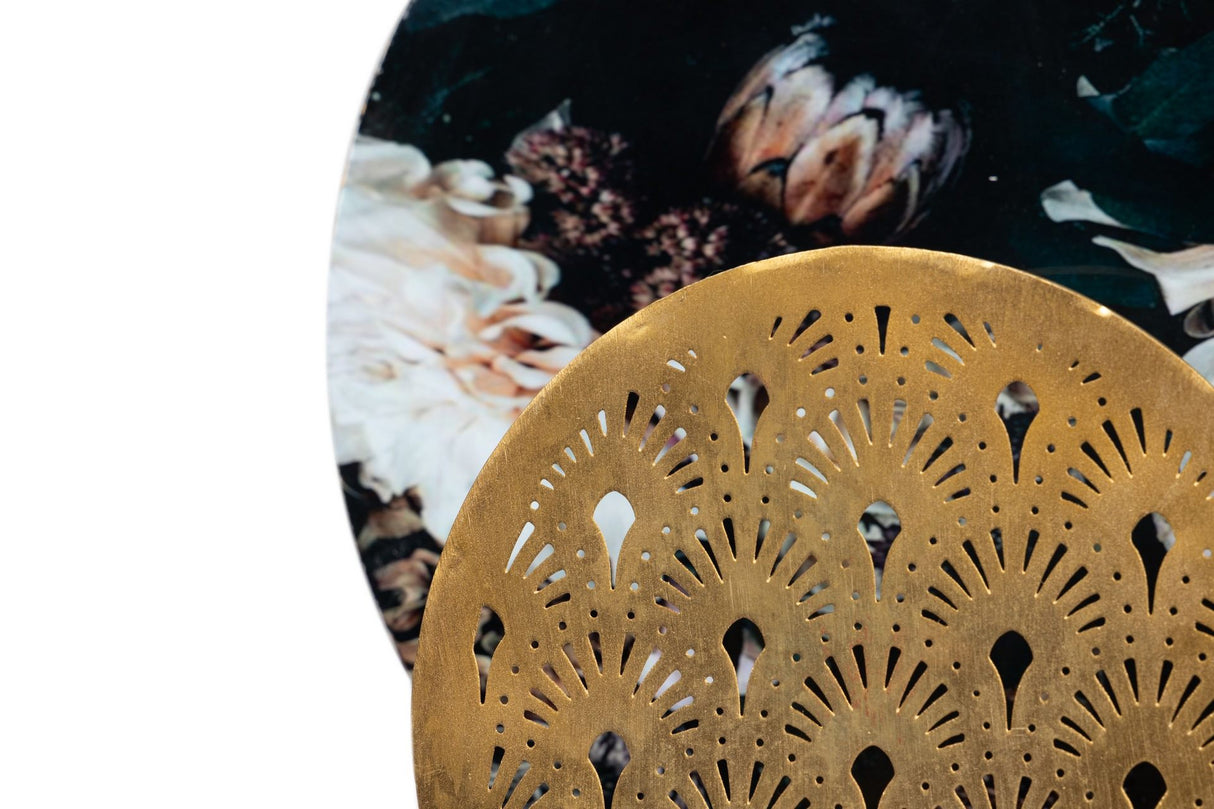 Tabela de metal azul dourado 36x14x61 cm