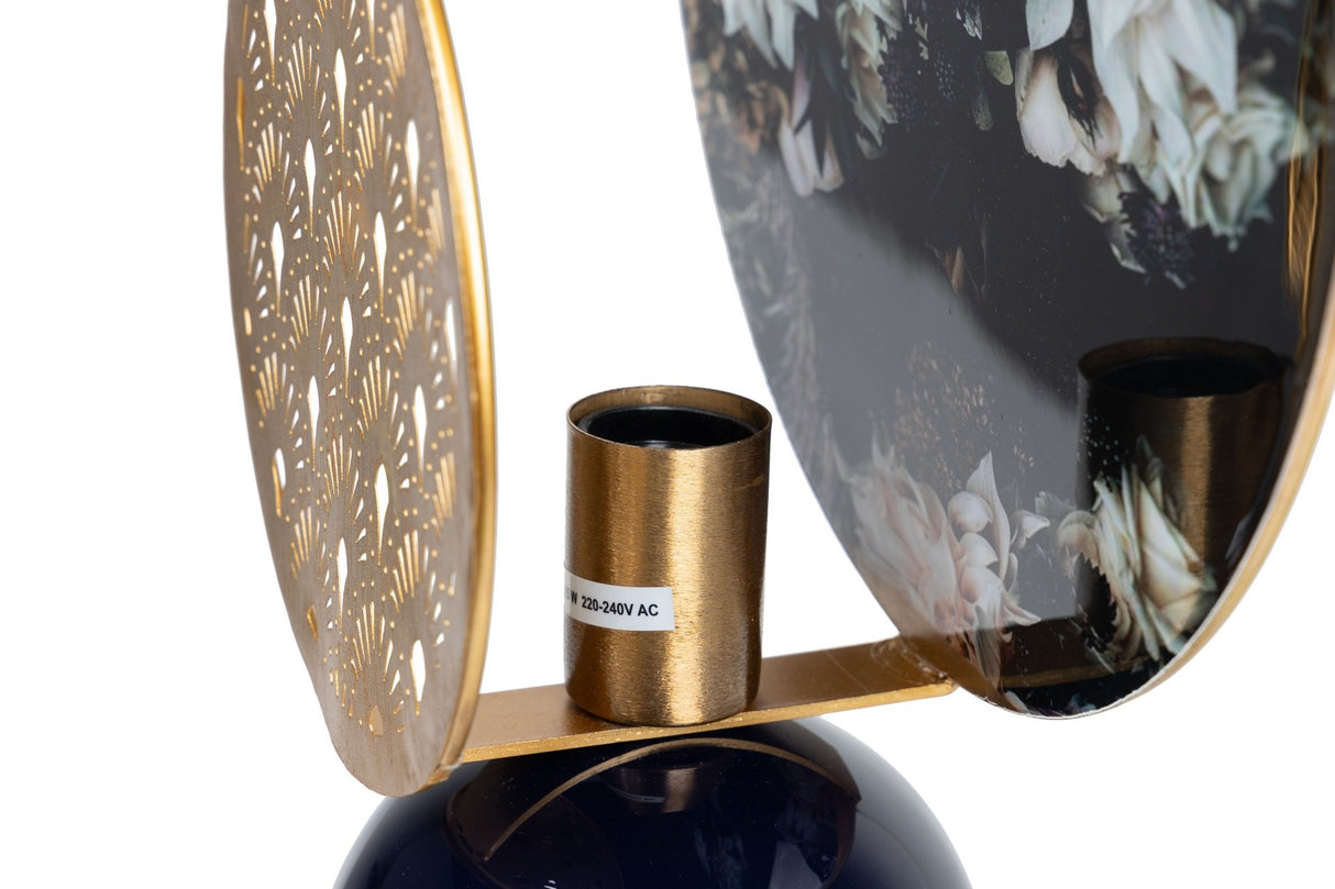 Tabela de metal azul dourado 36x14x61 cm