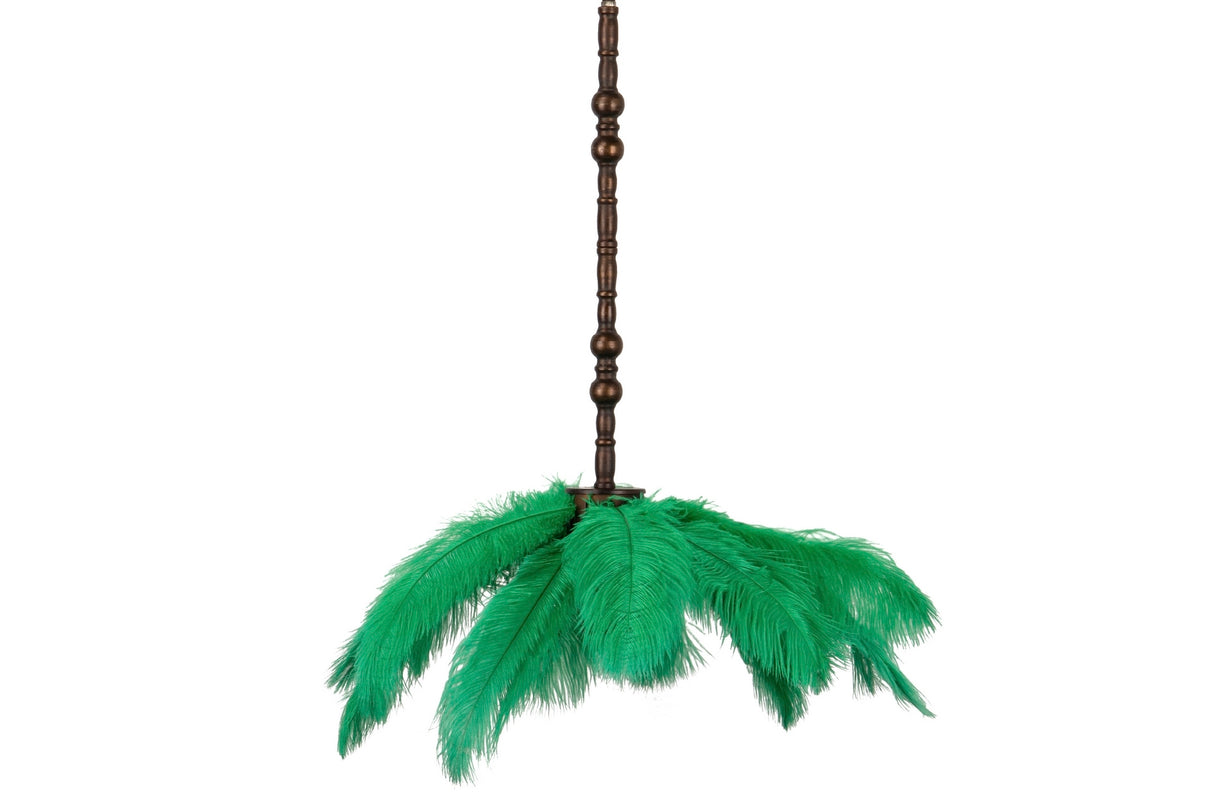 LAMPARA TECHO PLUMAS VERDES 62x62x174 CM