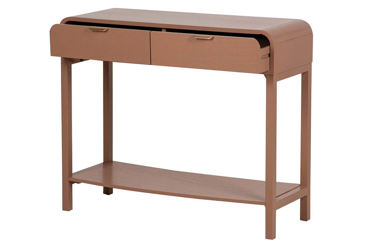 CONSOLA 2 CAJONES PINO MDF MARRON 90x32x75 CM