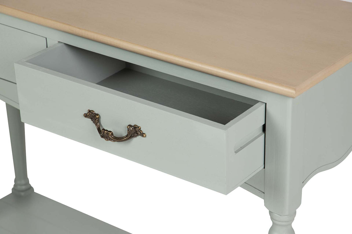 CONSOLA 2 CAJONES PINO MDF GRIS 90x33x75 CM