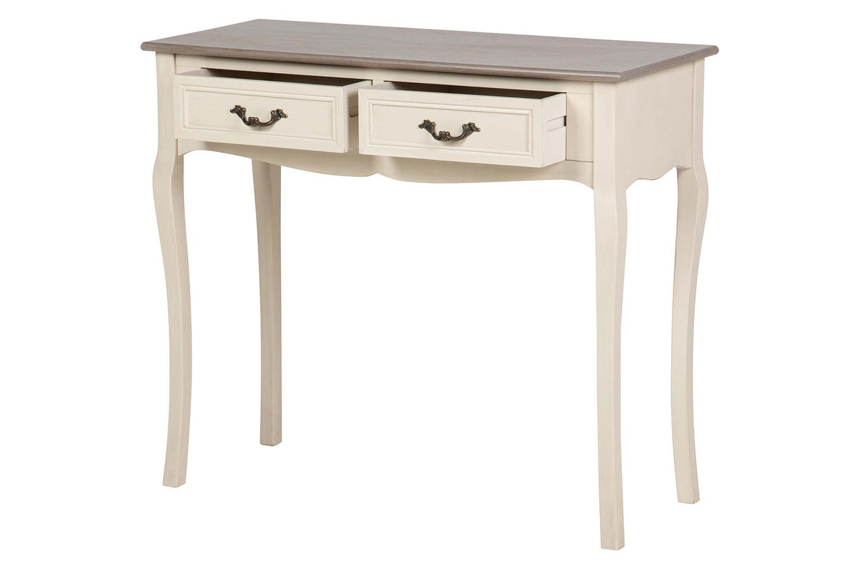 CONSOLA 2 CAJONES PINO MDF BEIGE 90x38x78 CM