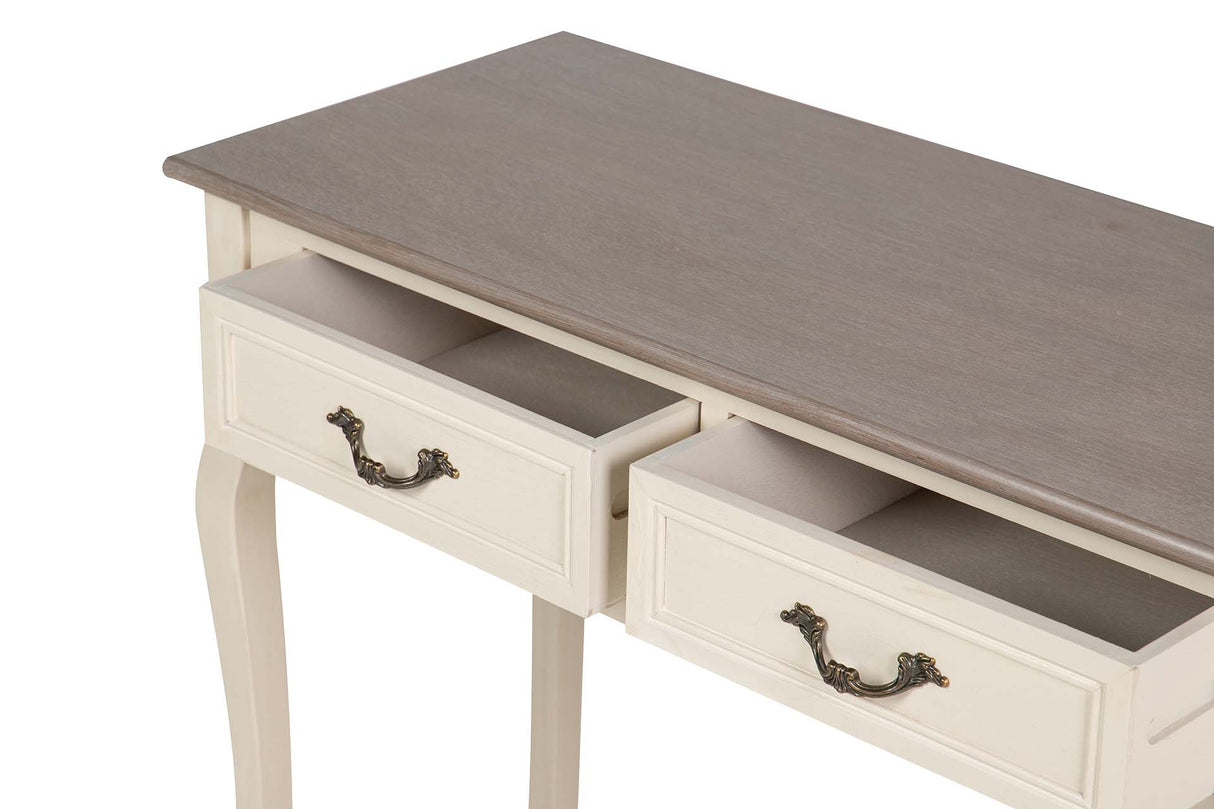 CONSOLA 2 CAJONES PINO MDF BEIGE 90x38x78 CM