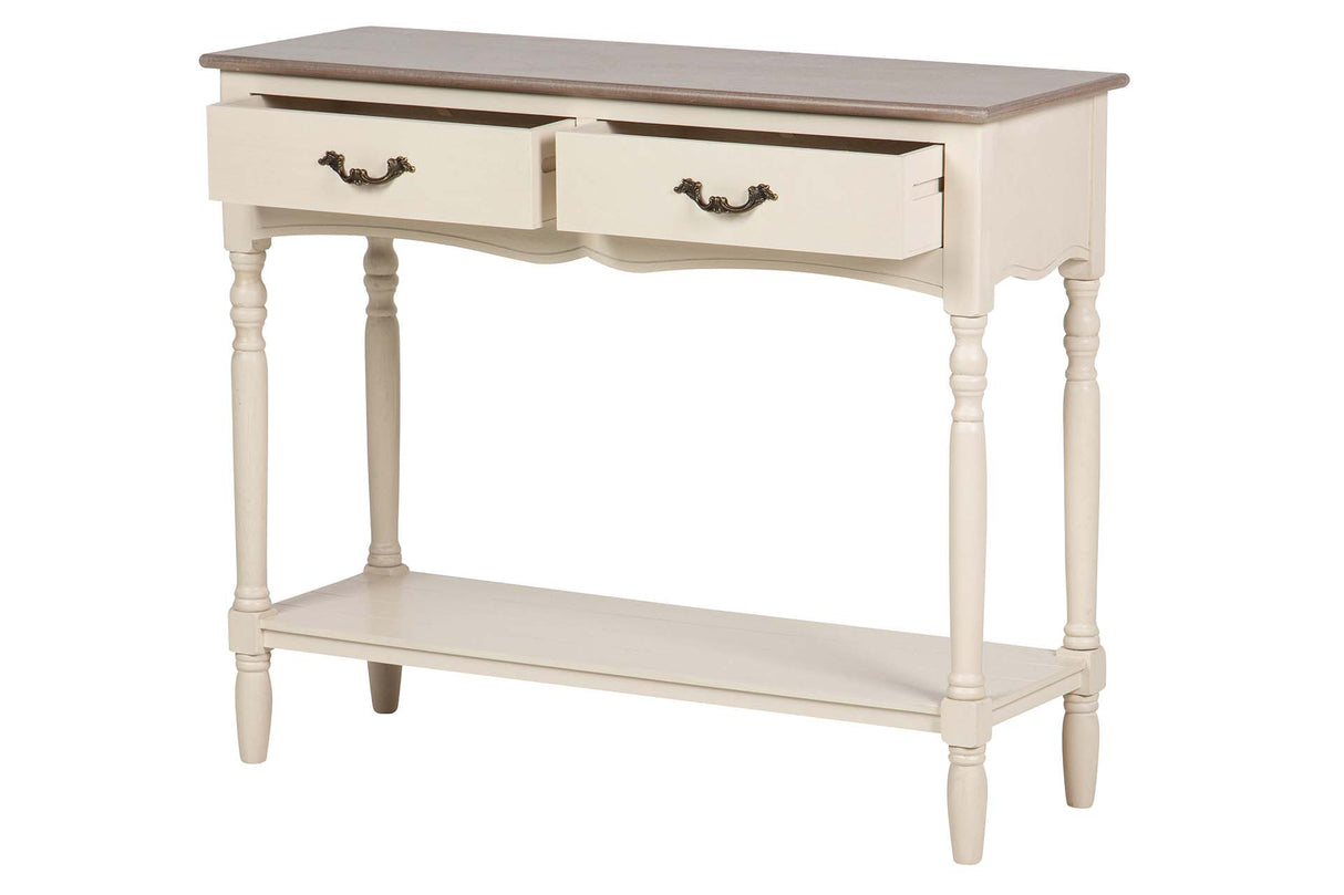 CONSOLA 2 CAJONES PINO MDF BEIGE 90x35x75 CM