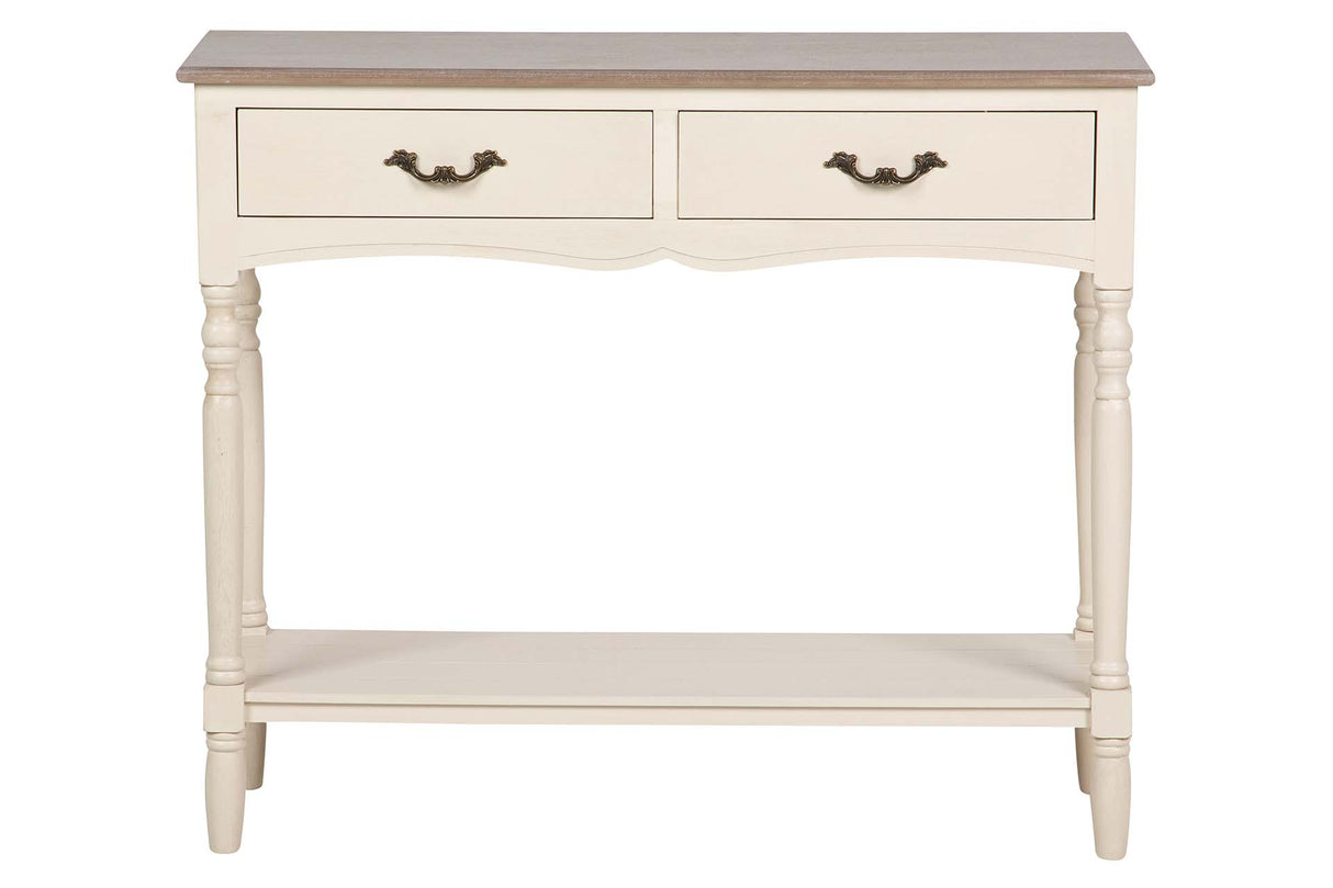 CONSOLA 2 CAJONES PINO MDF BEIGE 90x35x75 CM