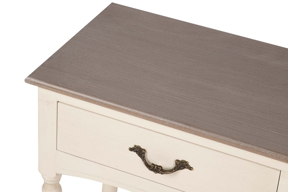 CONSOLA 2 CAJONES PINO MDF BEIGE 90x35x75 CM