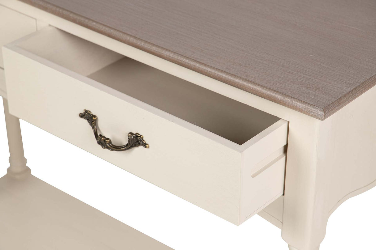 CONSOLA 2 CAJONES PINO MDF BEIGE 90x35x75 CM