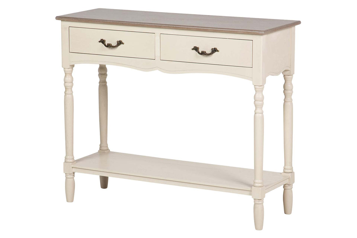 CONSOLA 2 CAJONES PINO MDF BEIGE 90x35x75 CM