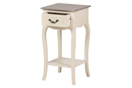 MESITA DE NOCHE 1 CAJON PINO MDF BEIGE 35x35x69 CM