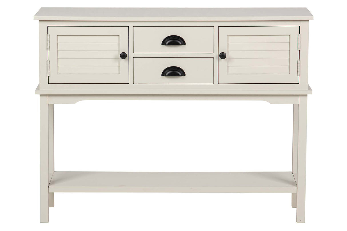 CONSOLA PUERTAS CAJONES PINO MDF BLANCA 106x30x81 CM