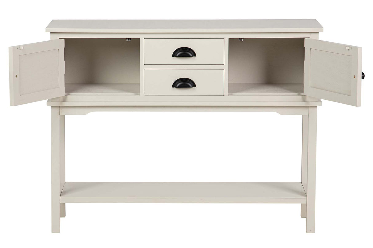 CONSOLA PUERTAS CAJONES PINO MDF BLANCA 106x30x81 CM