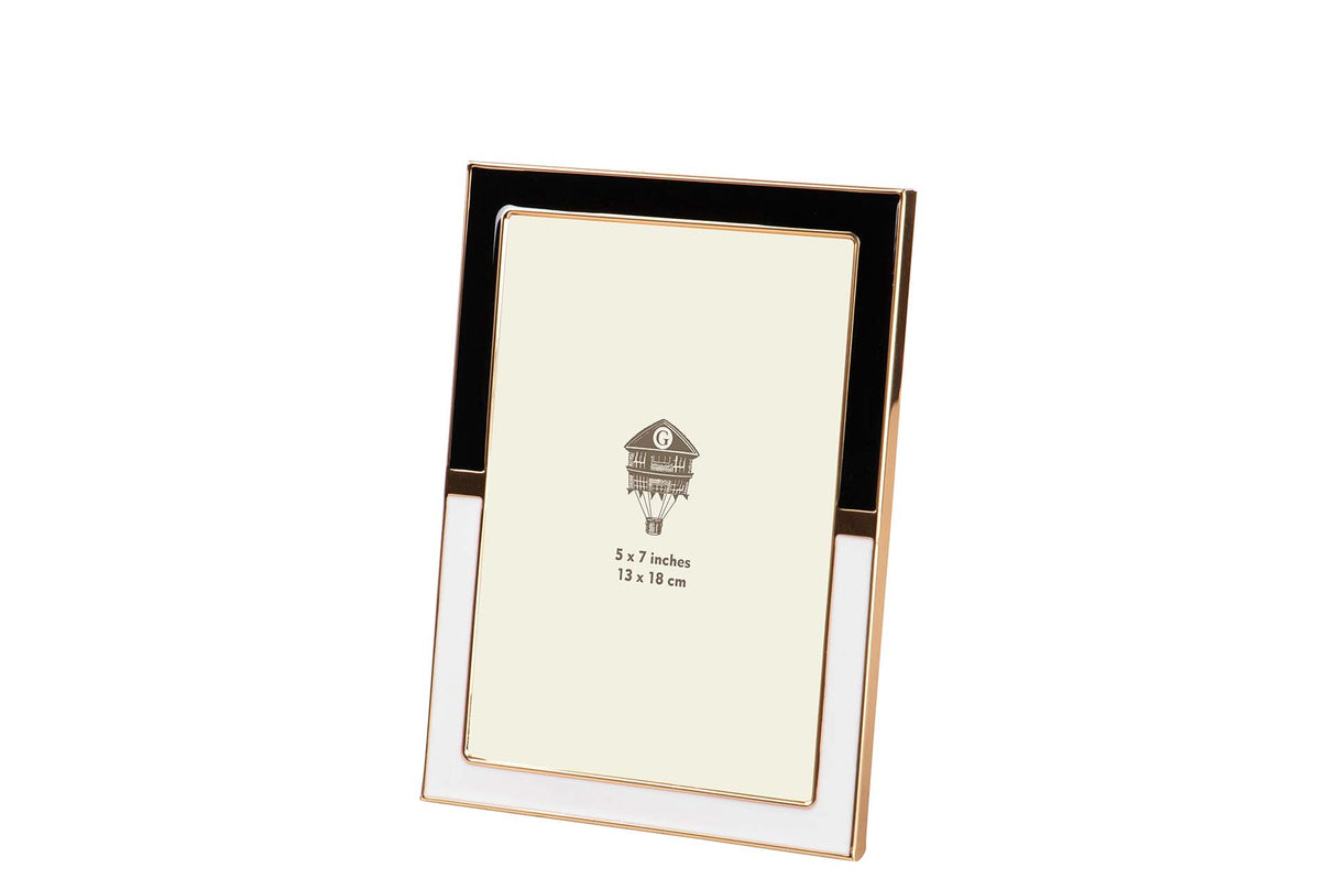 PORTAFOTOS METAL BLANCO NEGRO 13x18 CM