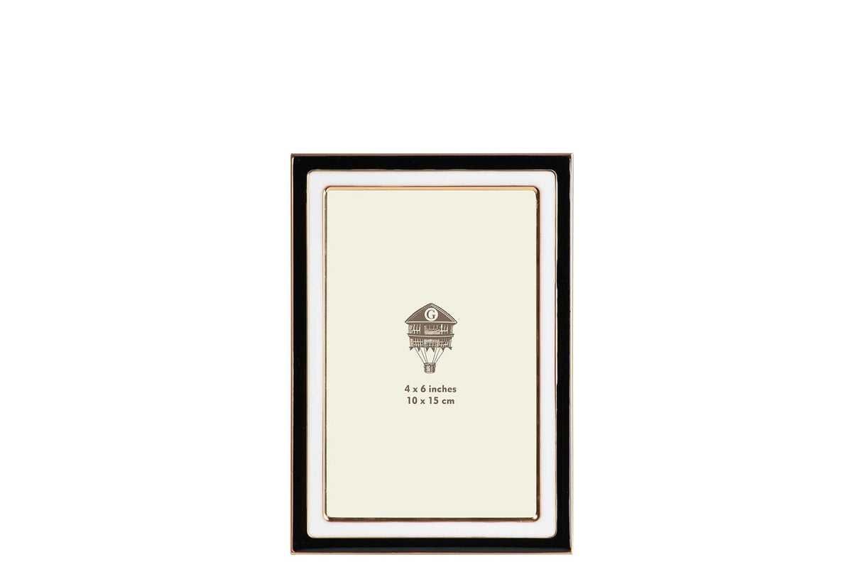 PORTAFOTOS METAL BLANCO NEGRO 10x15 CM