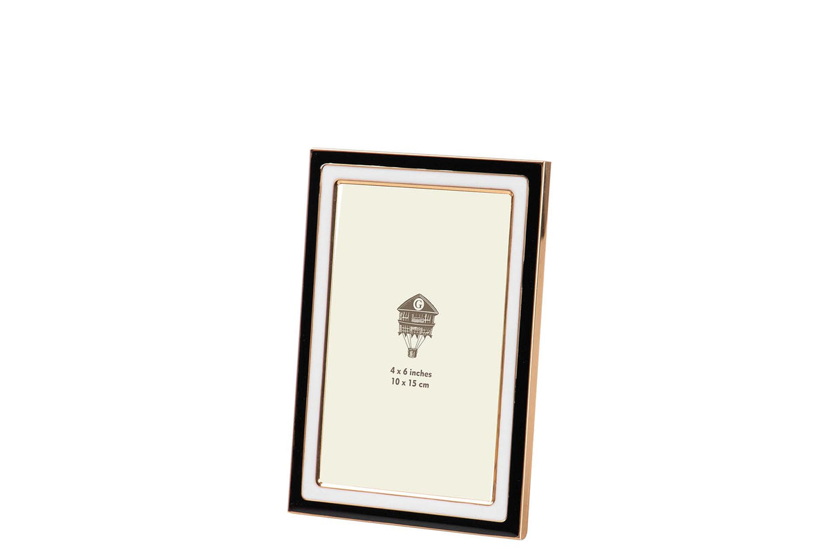 PORTAFOTOS METAL BLANCO NEGRO 10x15 CM