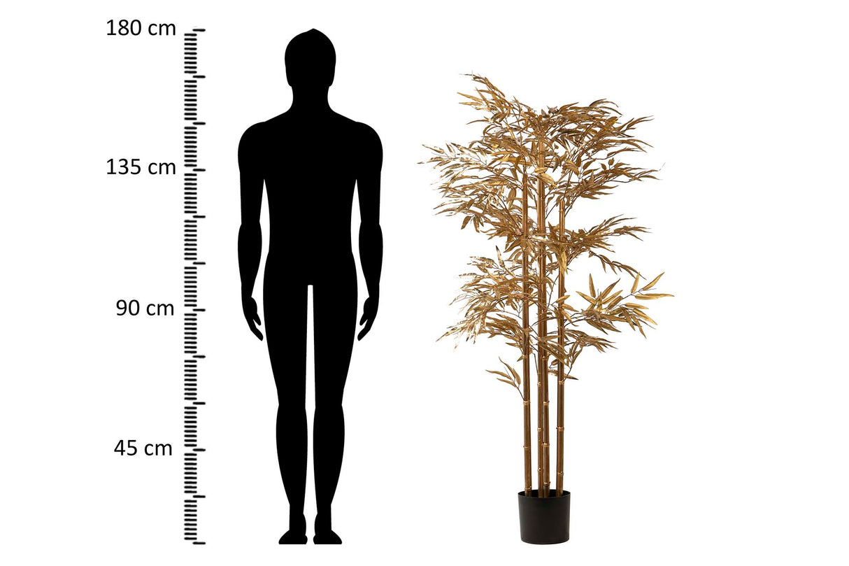 Arbre Bambu en or avec un pot de 78x51x167 cm