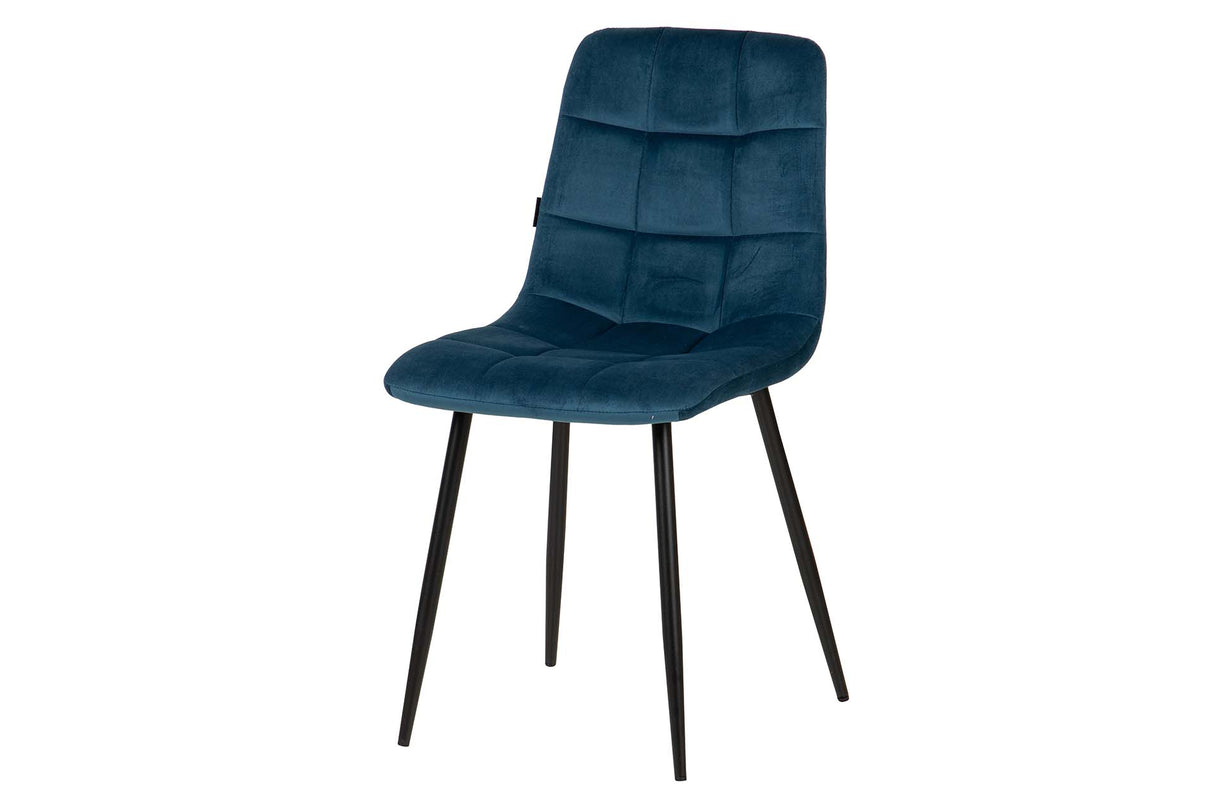 SILLA METAL VELVET AZUL NEGRO 48x56x80 CM