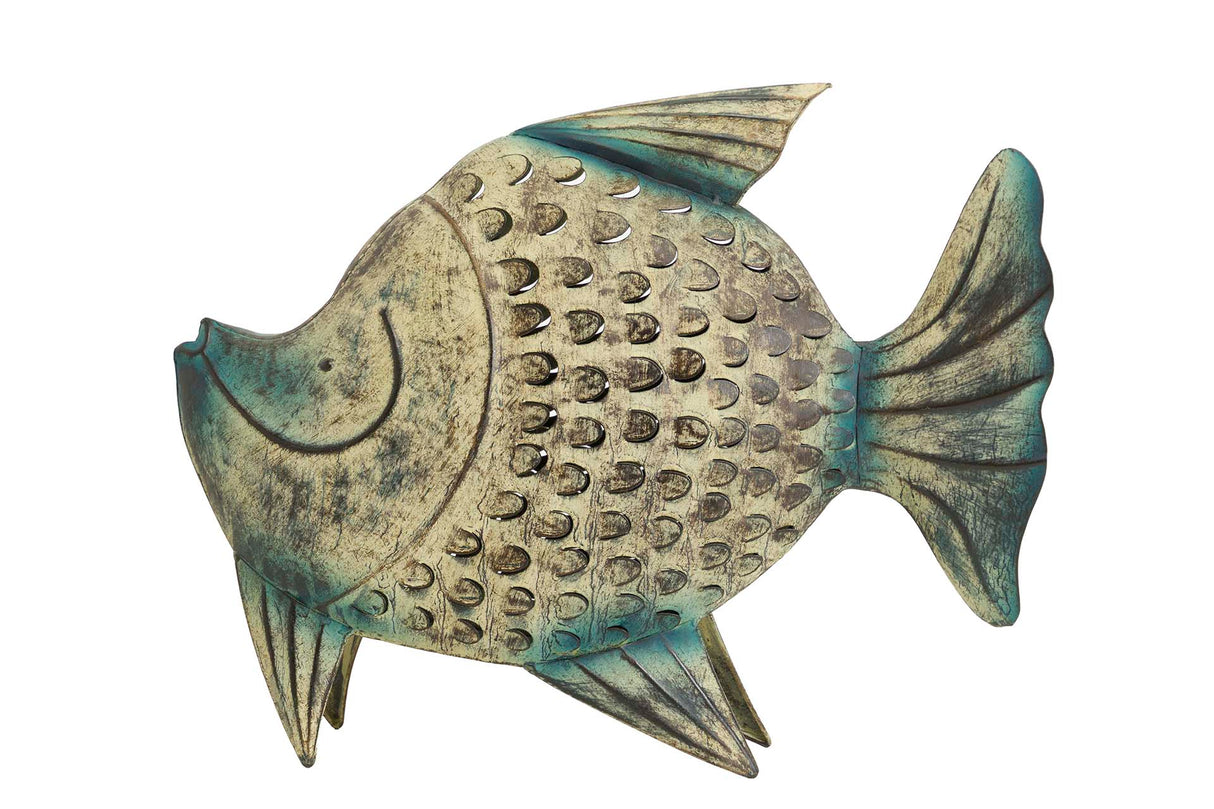 Pesce in metallo blu Figura 61x19x49 cm