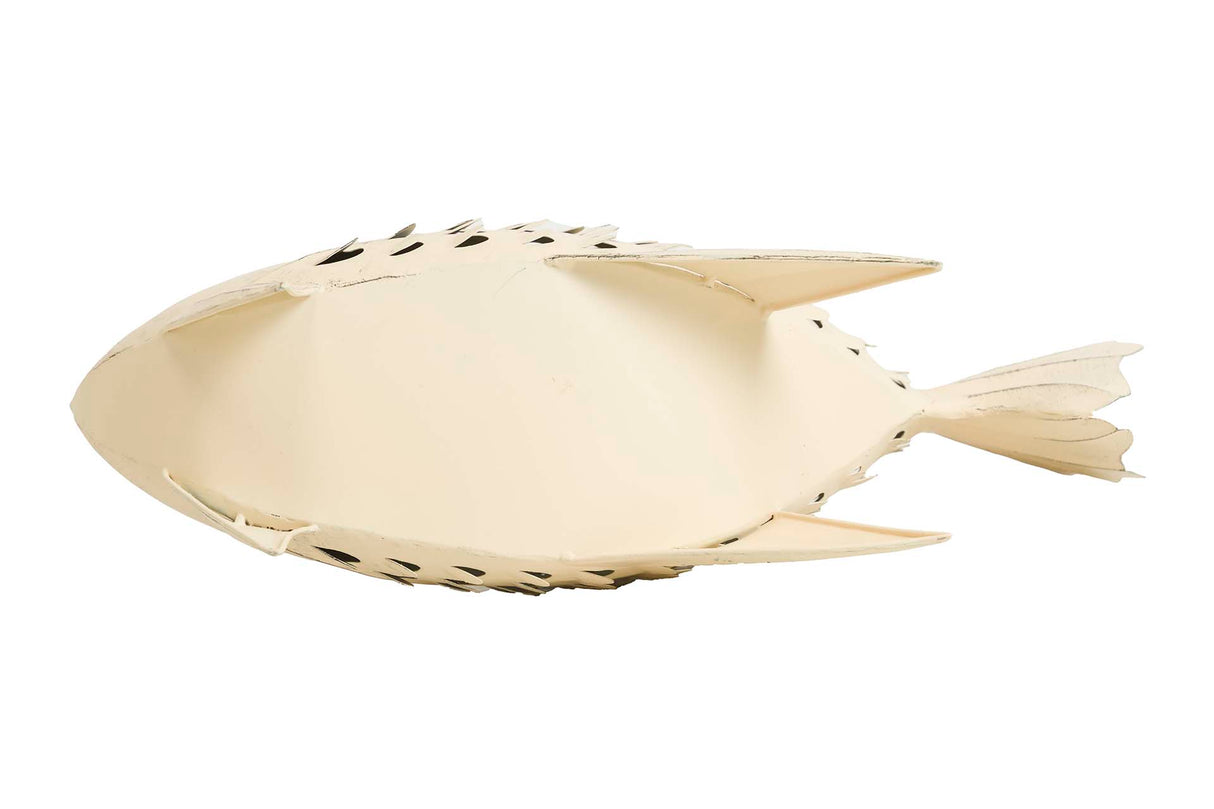 Figura pesce in metallo bianco 49x15x42 cm