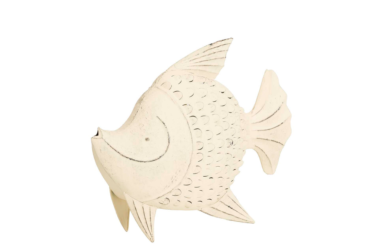 Figura pesce in metallo bianco 49x15x42 cm