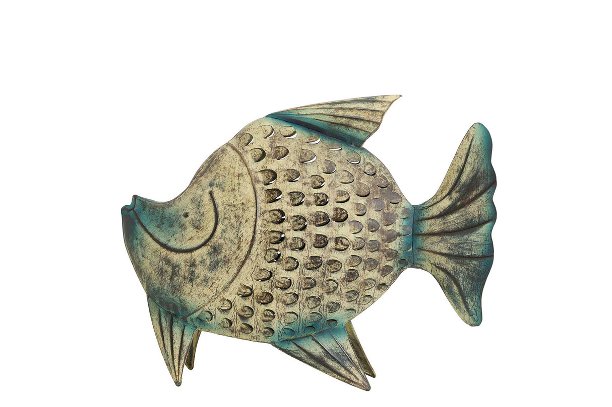 Blue Metall Fish Abbildung 34x11x24 cm