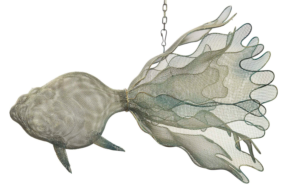 Pesce in metallo blu Figura 98x77x62 cm