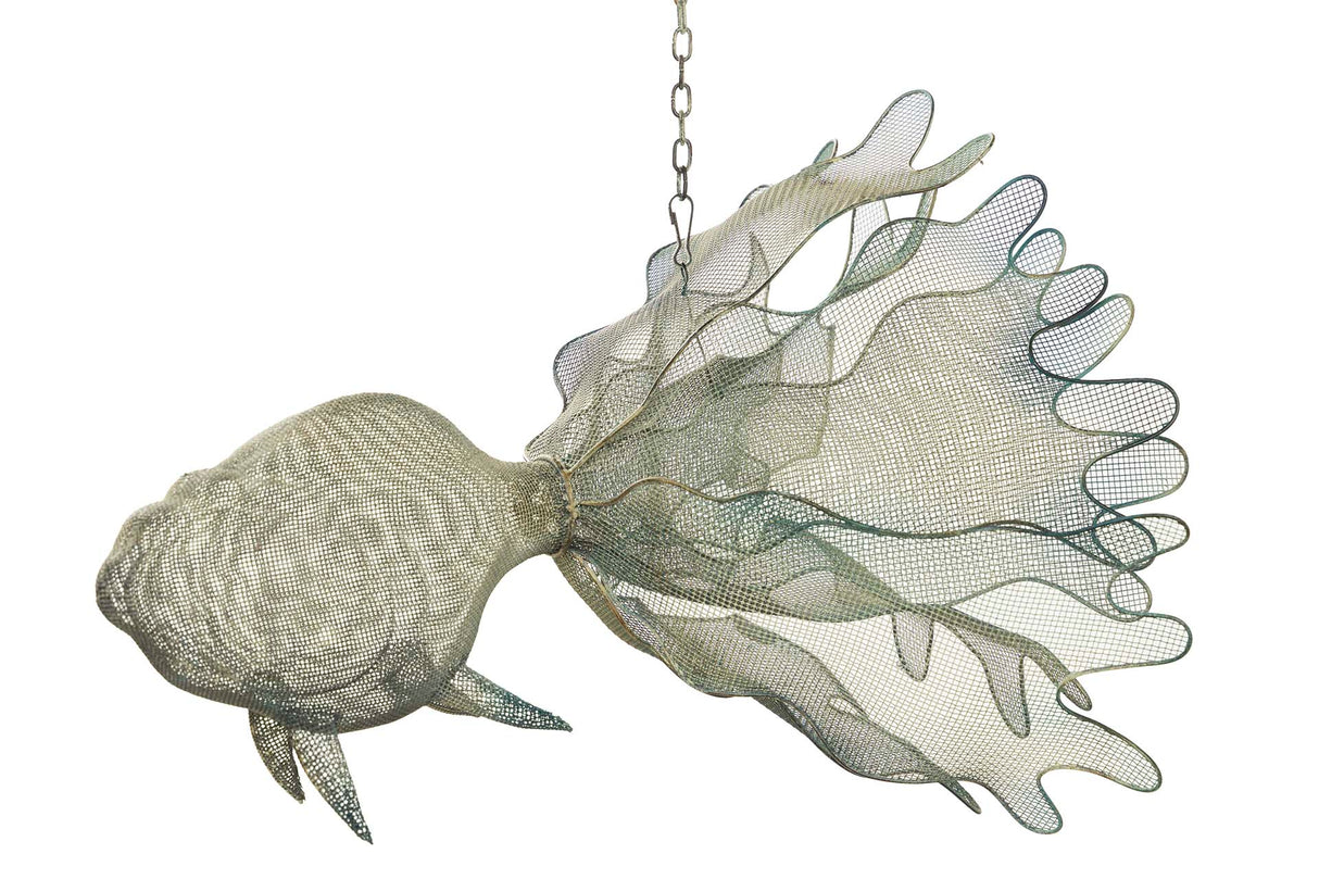 Pesce in metallo blu Figura 98x77x62 cm