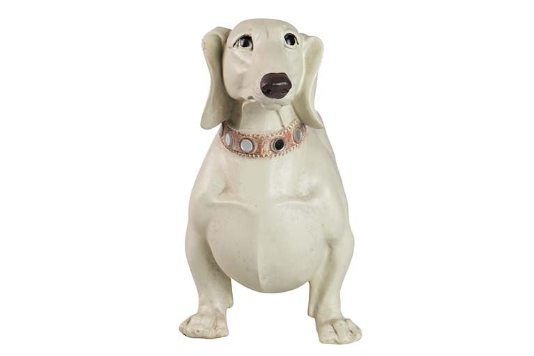 Figura Dog Teckel Resin Biege 42x15x25 cm