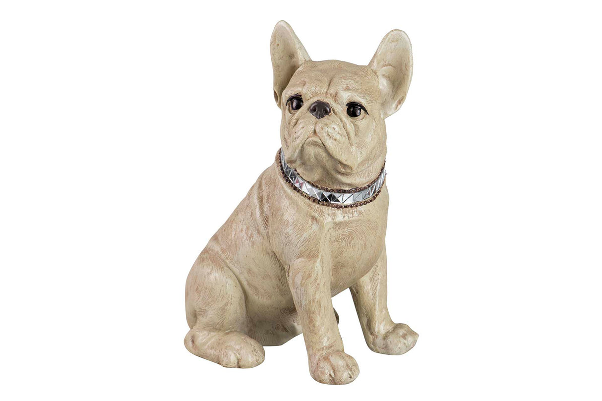 Bulldog français figure beige résine 24x16x29 cm