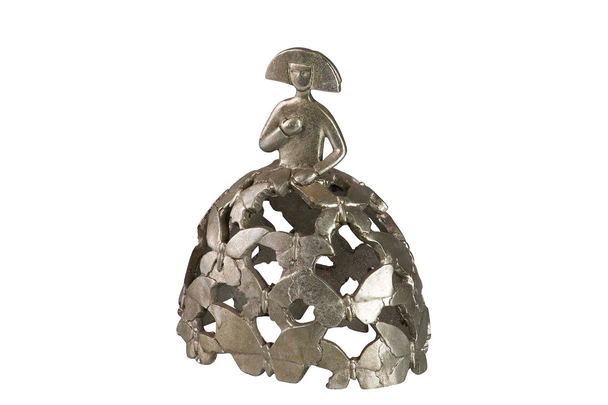 MENINA RESINA PLATEADA 15x10x18 CM