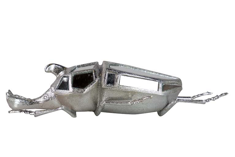 Figura Specchio d'argento in resina di scarabeo 21x11x7cm