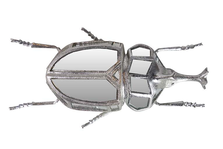 Figura Specchio d'argento in resina di scarabeo 21x11x7cm