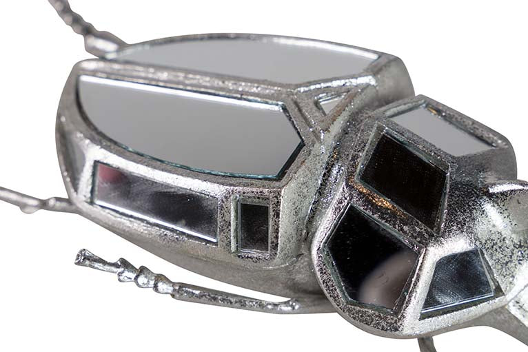 Figura Specchio d'argento in resina di scarabeo 21x11x7cm
