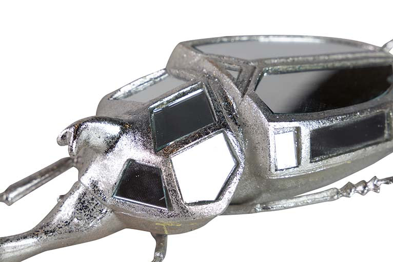 Figura Specchio d'argento in resina di scarabeo 21x11x7cm