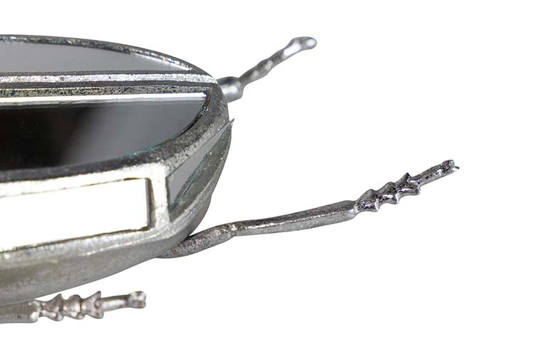 Figura Specchio d'argento in resina di scarabeo 21x11x7cm