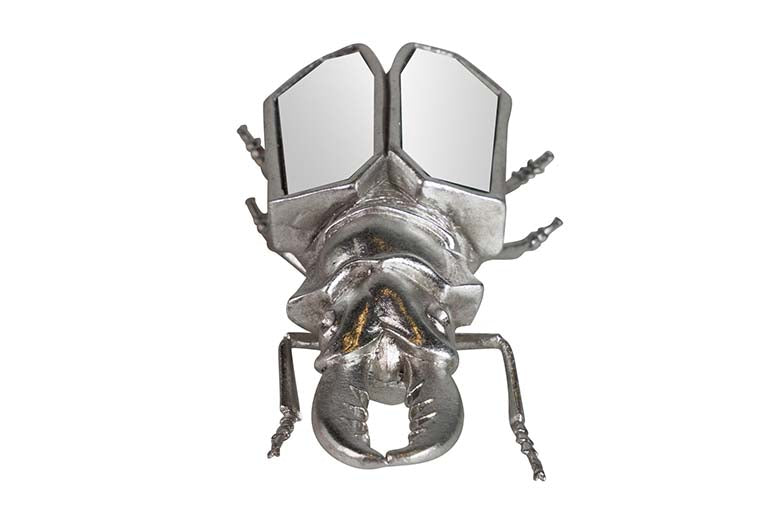 Figura Specchio d'argento in resina di scarabeo 20x12x8cm