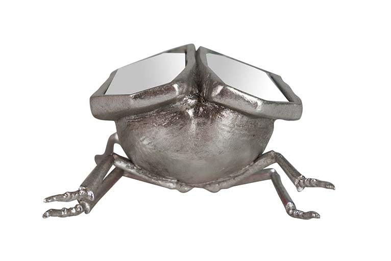 Figura Specchio d'argento in resina di scarabeo 20x12x8cm